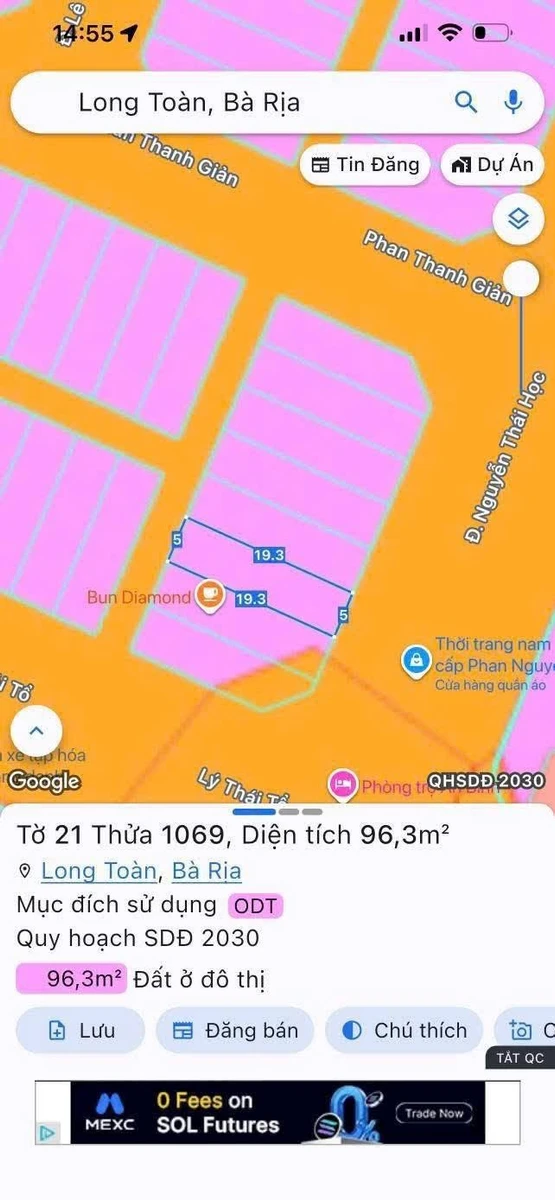 Bán đất mặt tiền đường Nguyễn Thái Học, khu tái định cư 30/4 Long Toàn, Bà Rịa, 5x18m - Ảnh thu nhỏ 3