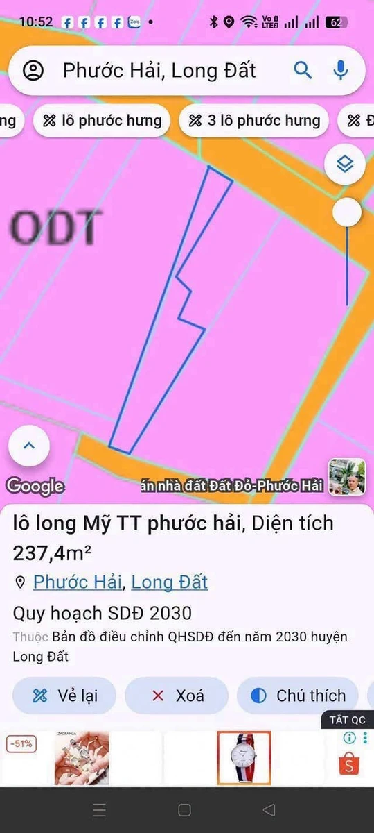 Bán lô đất 247m2 xã Phước Hải Nhà Bè, 600 triệu - Ảnh 1
