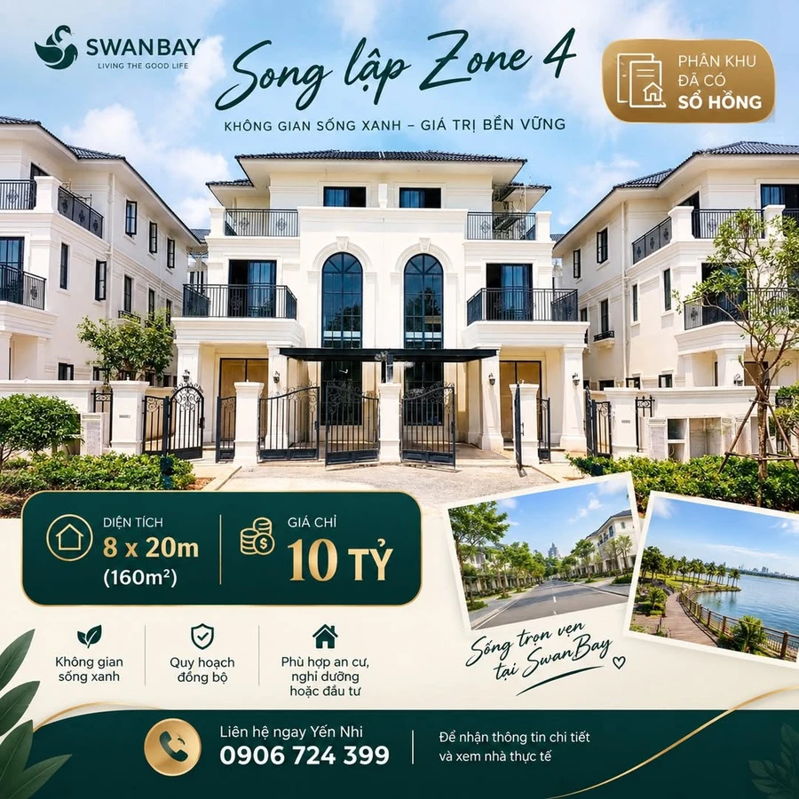 Bán song lập SwanBay Zone 4, 160m², 10 tỷ - Ảnh 1