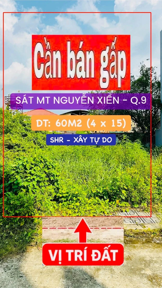 Bán đất 60m² (4x15) gần mặt tiền Nguyễn Xiển, Long Thạnh Mỹ, Quận 9, giá 3,35 tỷ - Ảnh 1