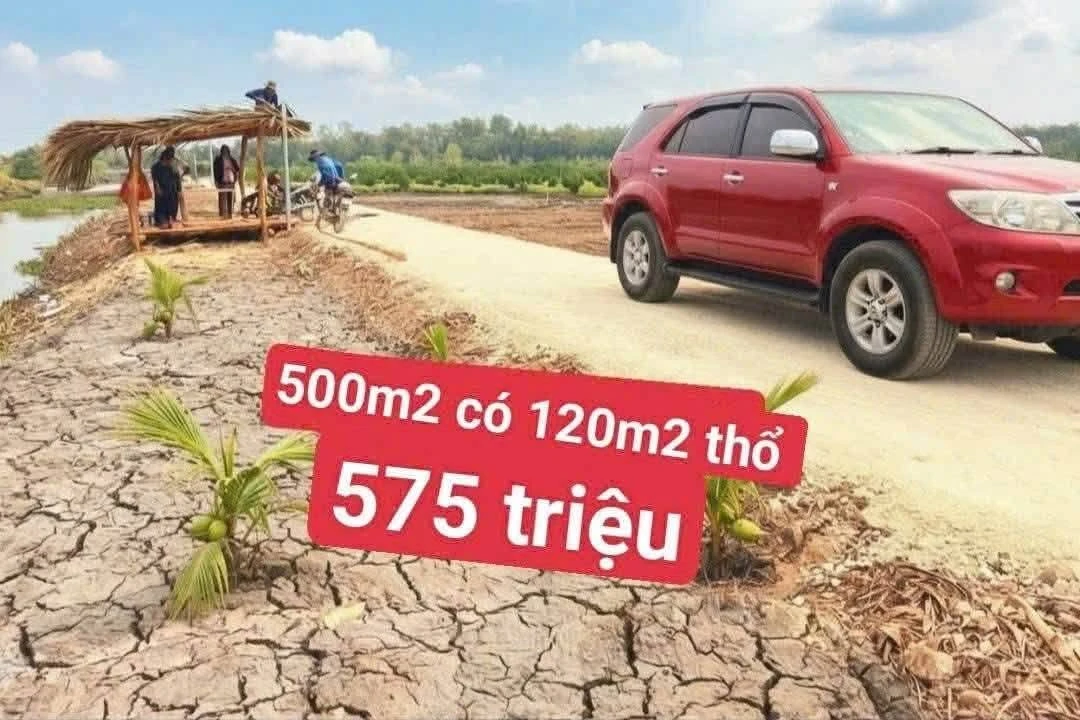 Bán đất vườn view kênh 500m2 (120m2 thổ cư) giá 575 triệu tại Thạnh Hòa, Bến Lức, Long An - Ảnh 1