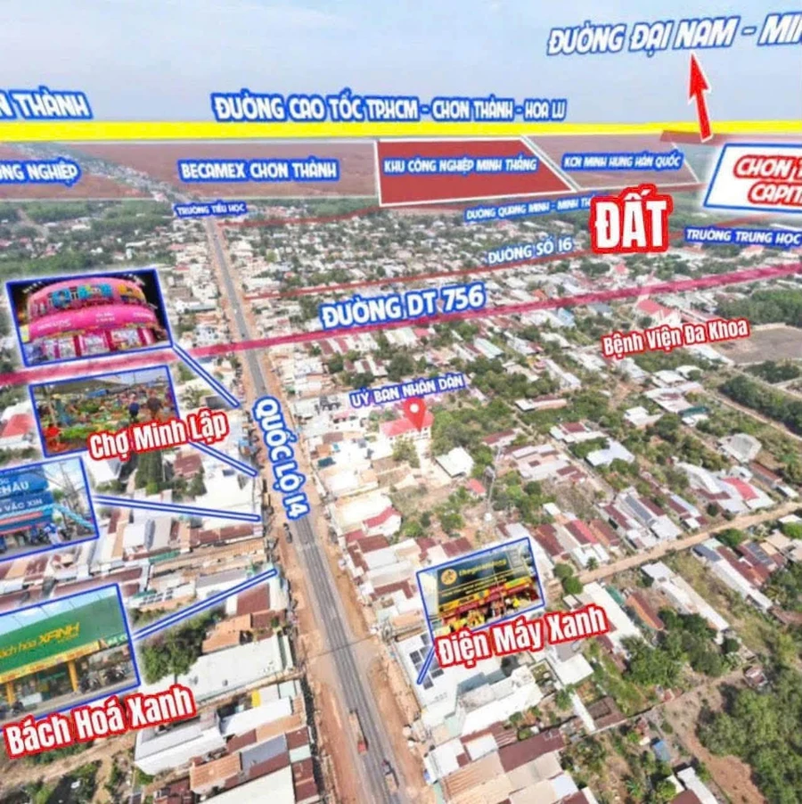 Bán đất 100m2 đường Số 16 Minh Lập, Hóc Môn - 350 triệu - Ảnh 1