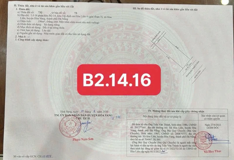 Bán đất biệt thự TĐC Hoà Liên 4, 196m2, Đà Nẵng
