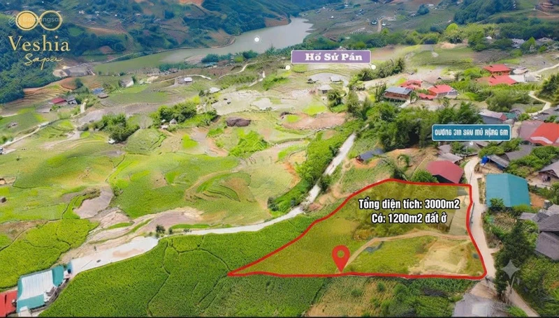 Bán đất tại Tả Van - Sapa, 3000 m2 có sẵn 1200 m2 thổ cư, mặt tiền 40m chỉ 16.5 tỷ