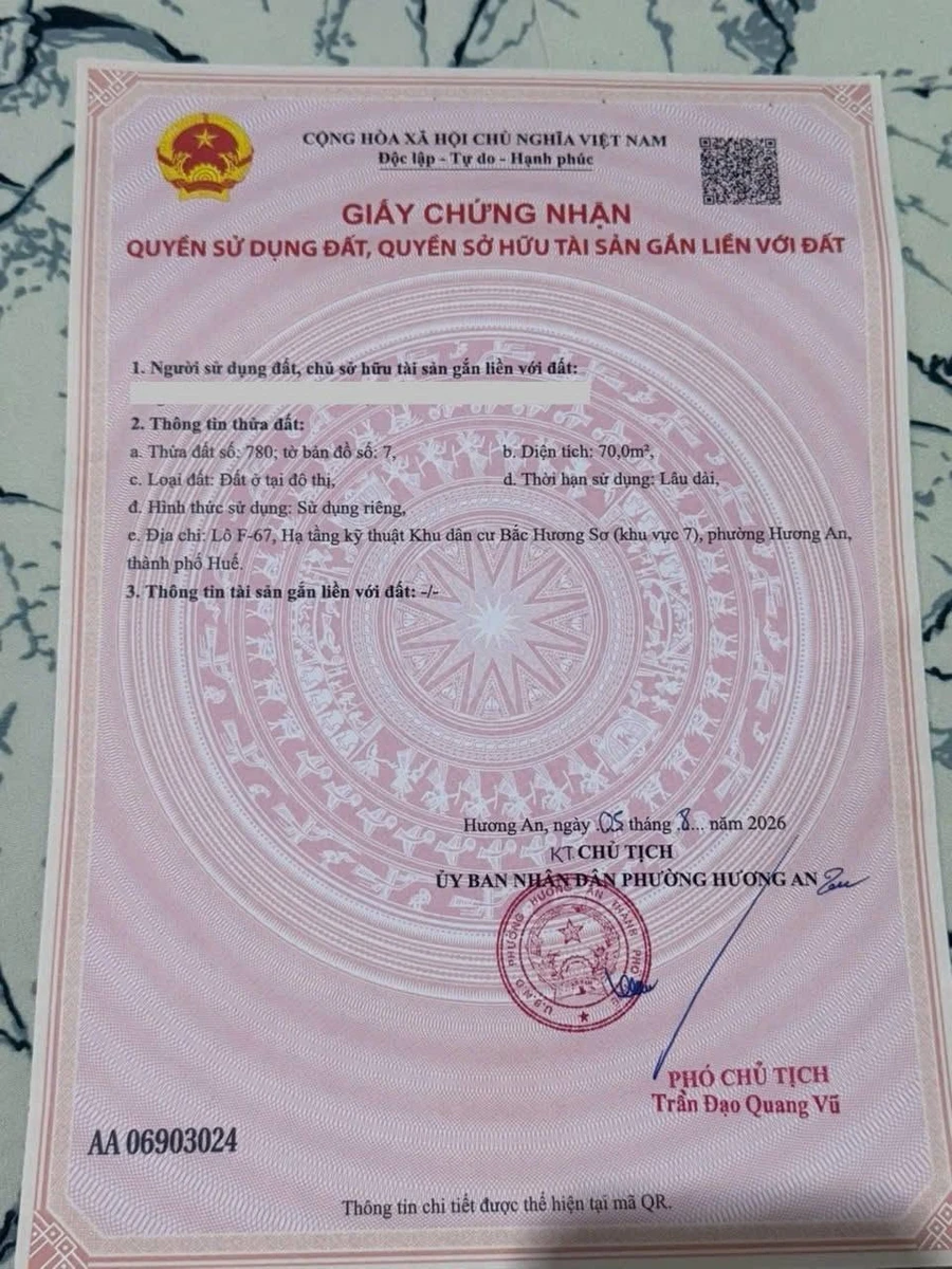 Bán lô đất 70m² view công viên KQH Hương Sơ khu vực 7, TP Huế, giá 1 tỷ 580 triệu - Ảnh thu nhỏ 5
