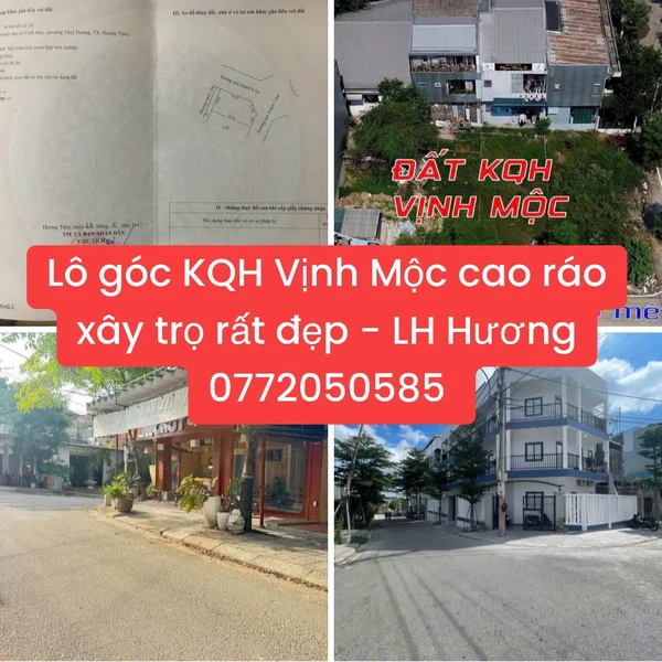 Bán lô góc 2 mặt tiền 177m² tại KQH Vịnh Mộc TP Huế