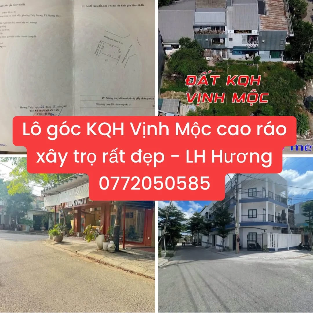 Bán lô góc 2 mặt tiền 177m² tại KQH Vịnh Mộc TP Huế - Ảnh 1