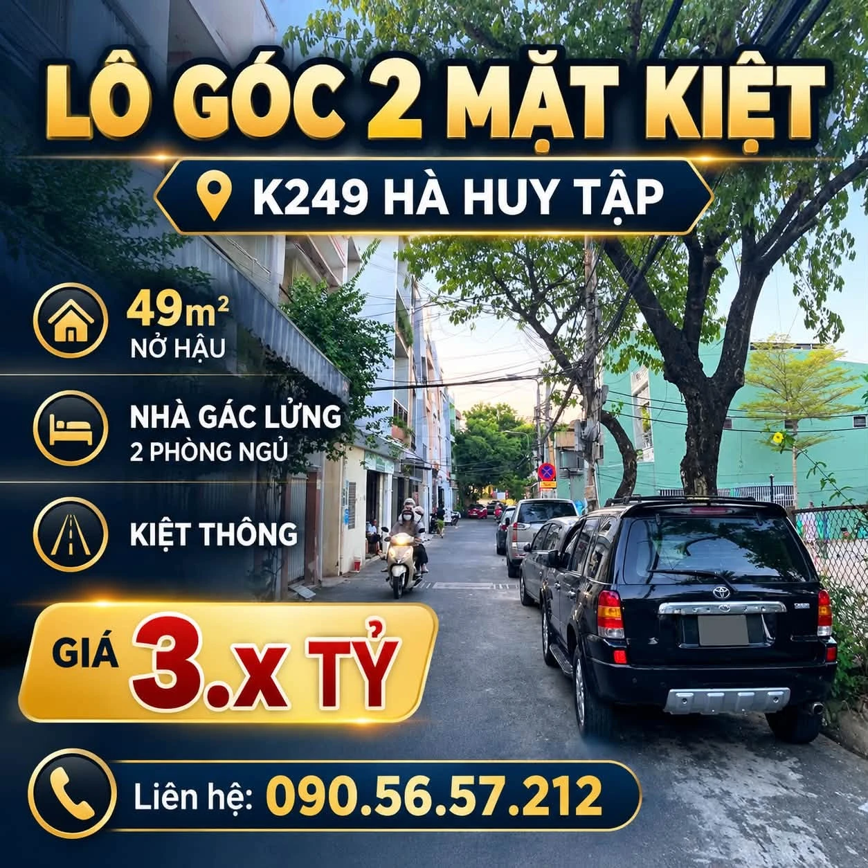 Bán nhà phố lô góc 2 mặt kiệt 49m² Hà Huy Tập Đà Nẵng - Ảnh 1