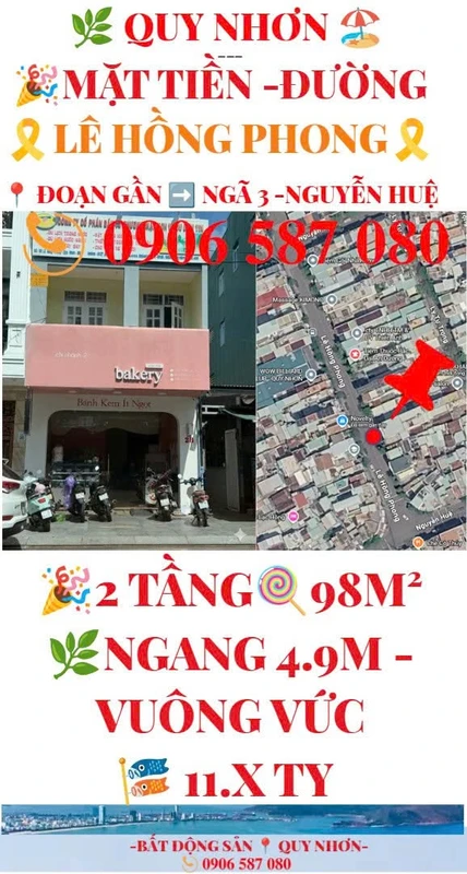 Bán shophouse mặt tiền Lê Hồng Phong, 98m², Quy Nhơn