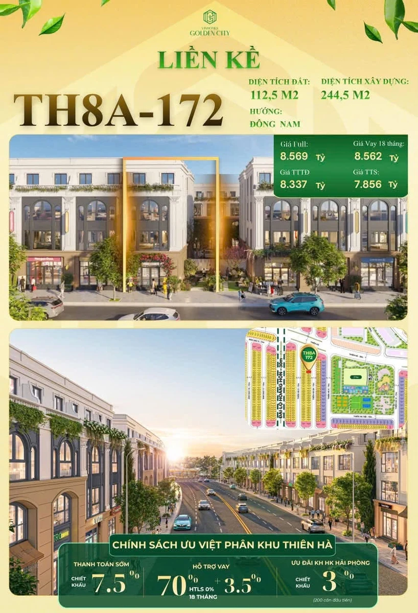 Bán liền kề Vinhomes Golden City 112,5m² Hải Phòng - Ảnh 1