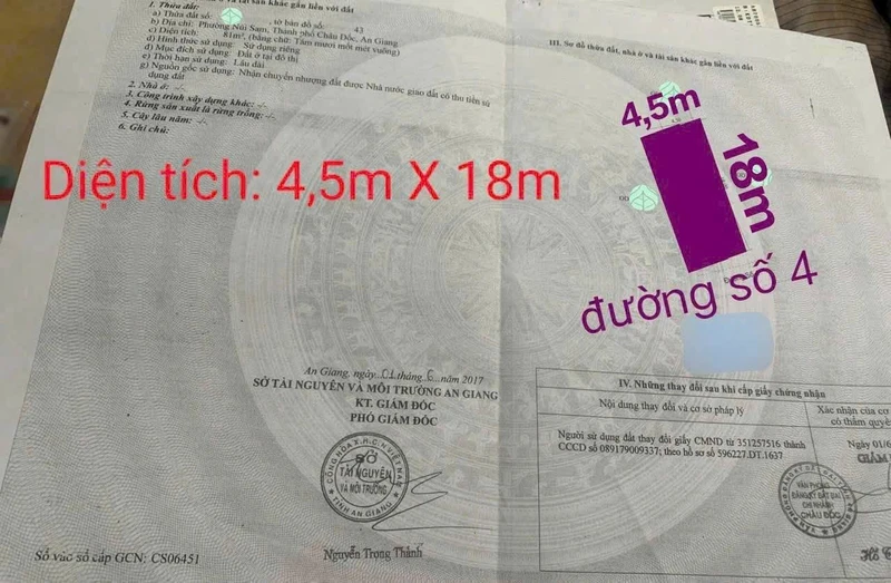Bán nền đất Núi Sam 81 m² Châu Đốc An Giang 1,4 tỷ