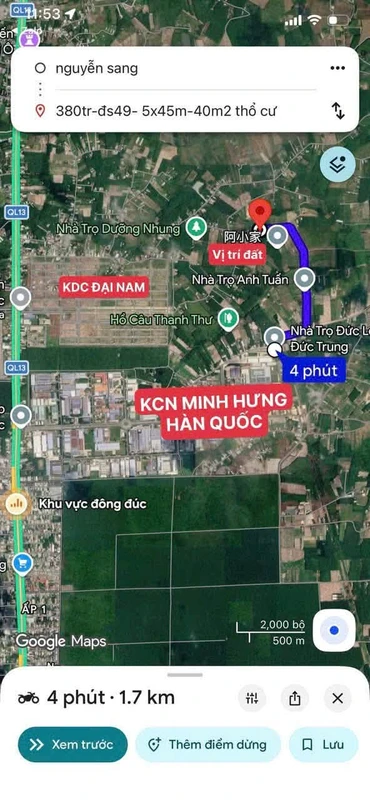 Bán đất 225m2 giá 380 triệu gần KCN Minh Hưng Sikico, Bình Phước
