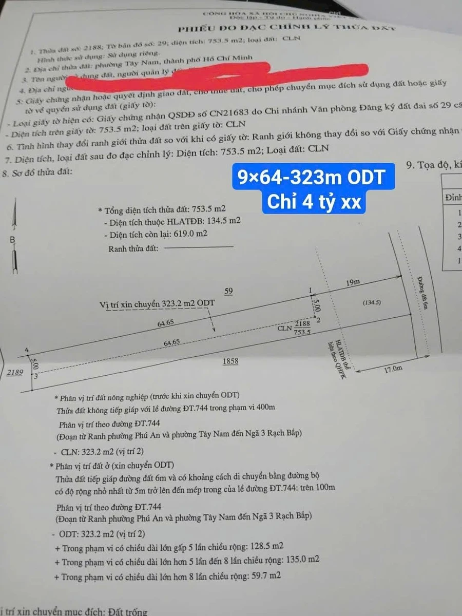 Bán đất kinh doanh 753m2 Bến Cát Bình Dương 4 tỷ - Ảnh thu nhỏ 2