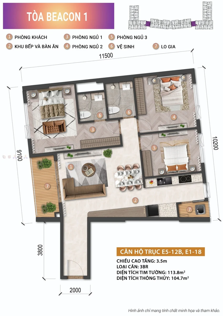 Bán căn 3PN Blanca City Vũng Tàu, 113.8m², view biển 9.2 tỷ - Ảnh 1