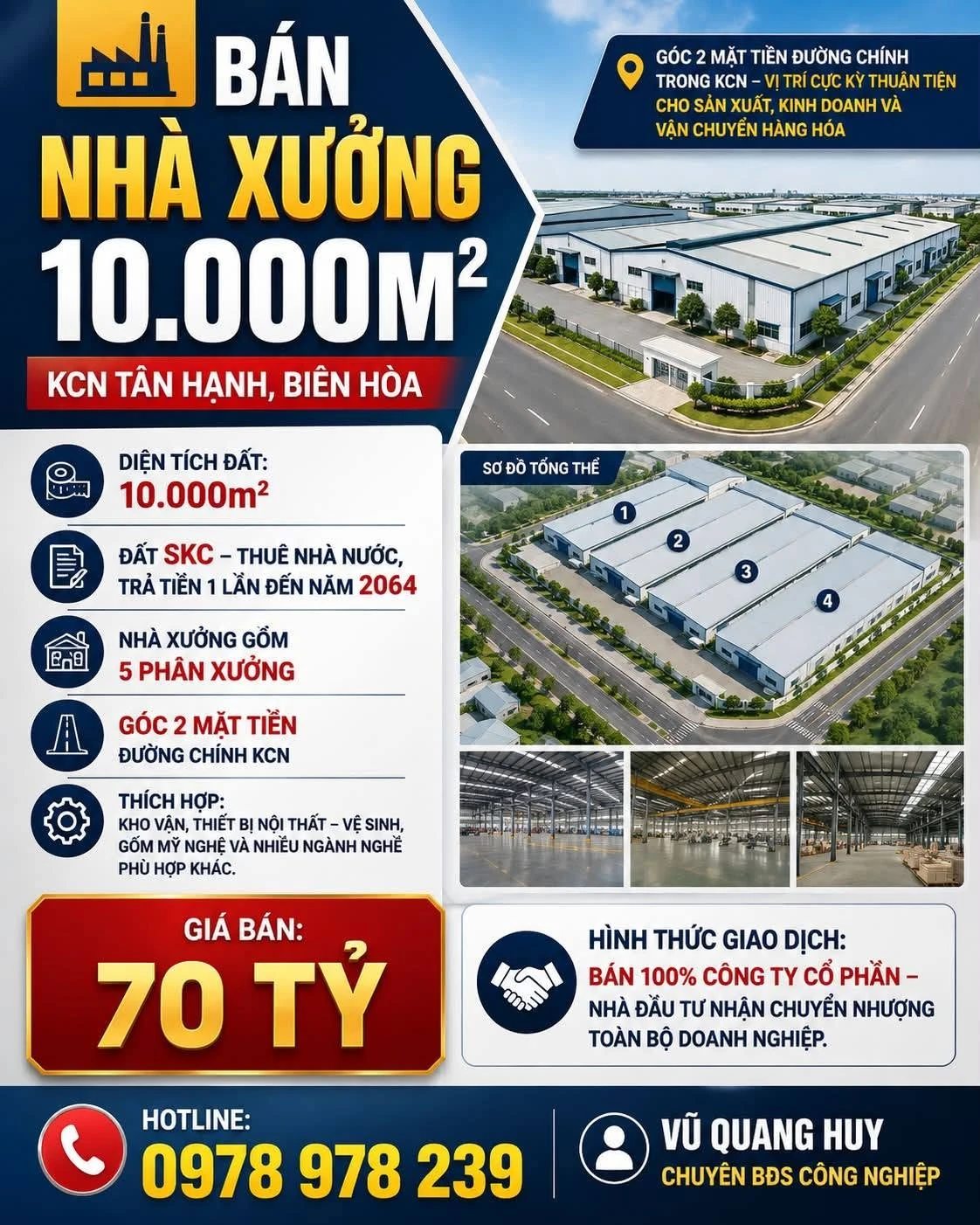 Bán nhà xưởng 1 ha trong KCN Tân Hạnh, Biên Hòa - Ảnh 1