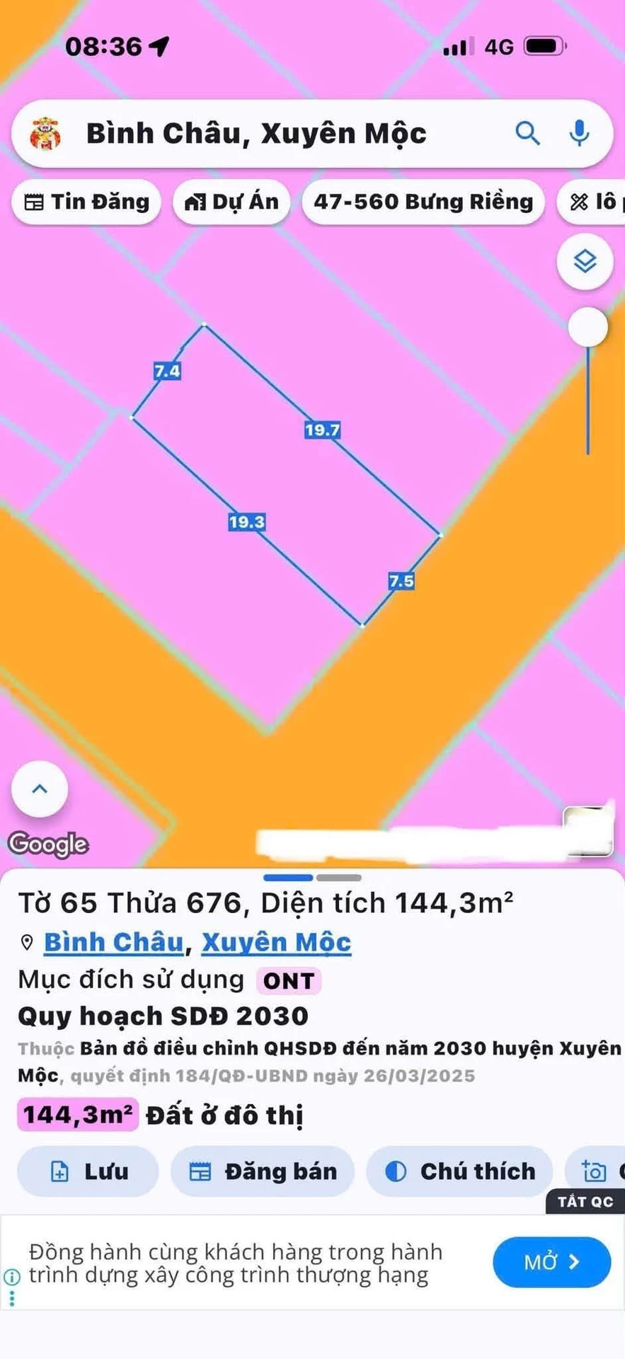 Bán đất Bình Châu 142,5m² khu bàn cờ gần biển - Ảnh 1