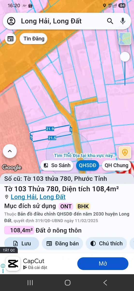 Bán đất mặt tiền Phước Tỉnh 107.5m² - 1.6 tỷ - Ảnh thu nhỏ 2