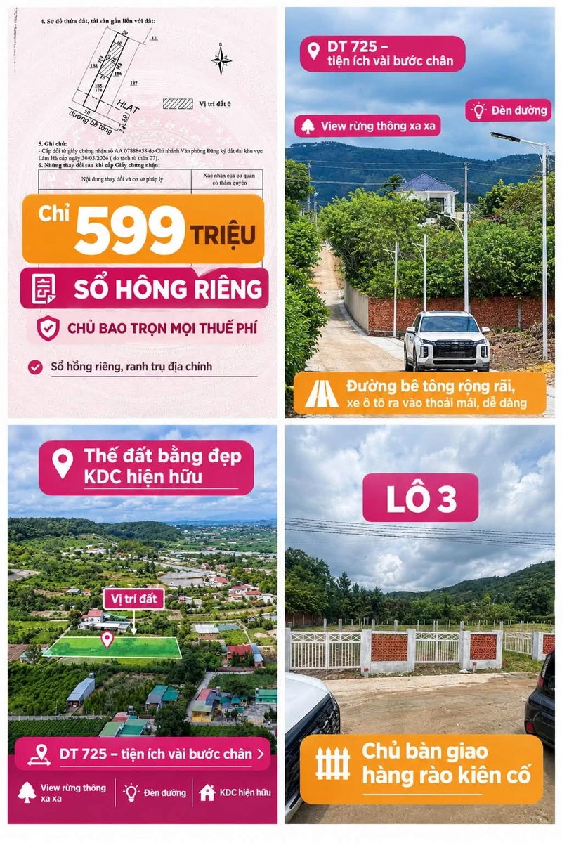 Bán đất Nam Ban ven Đà Lạt 174m² 599 triệu - Ảnh thu nhỏ 4