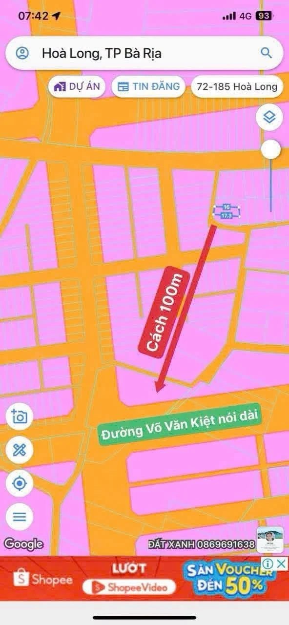 Bán đất Hòa Long 93m² 1,3 tỷ - Ảnh 1