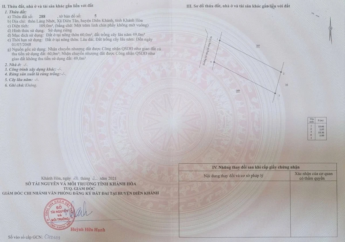 Bán lô đất thổ cư 109m2 Diên Tân, Diên Khánh - Ảnh thu nhỏ 2