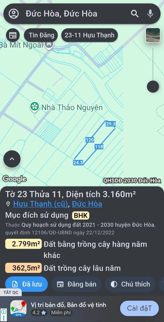 Bán đất cây lâu năm 2800m² tại Hựu Thạnh Đức Hoà Long An - Ảnh thu nhỏ 2