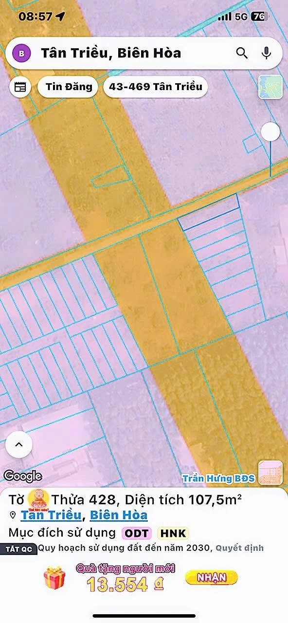Bán đất góc 2 mặt tiền 108m² Tân Triều Đồng Nai - Ảnh 1
