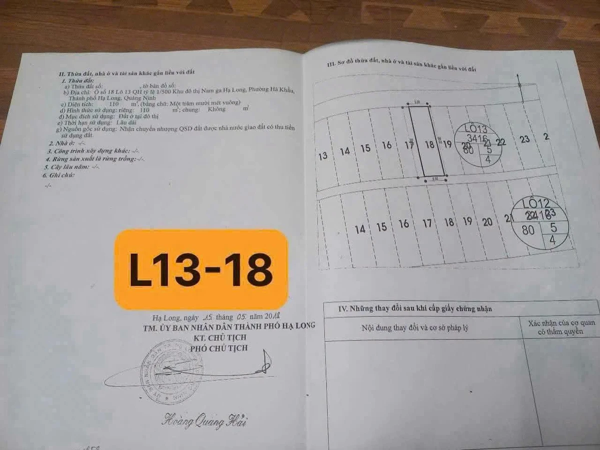 Bán đất nền 110m2 mặt tiền 5,5m lô L13-18 khu Nam Ga, Hạ Long - Ảnh thu nhỏ 2