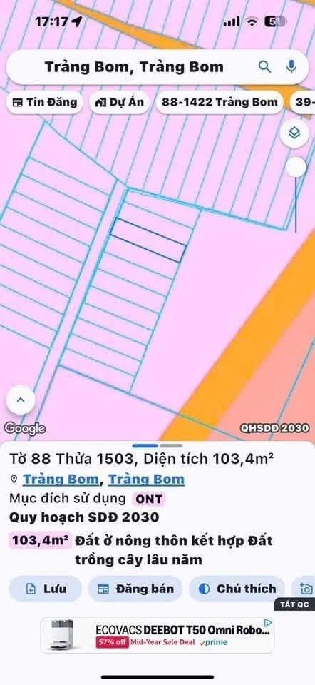 Bán đất nền 100m² Trảng Bom Đồng Nai 890 triệu - Ảnh thu nhỏ 3
