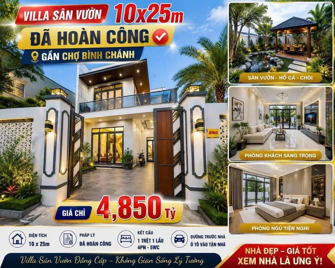 Bán villa sân vườn 250m² 4 phòng ngủ Xã Phước Lý Tây Ninh - Ảnh 1