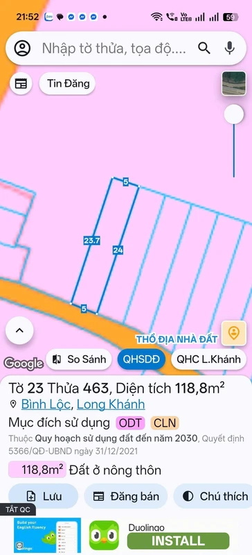Bán đất nền Bình Lộc Long Khánh 120m², giá 1 tỷ 50 triệu