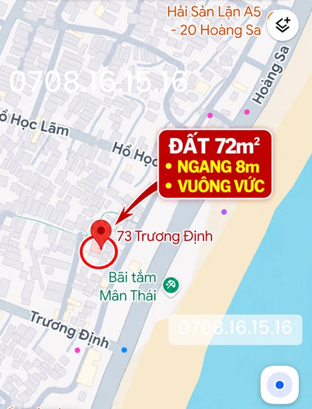 Bán đất 72m² ngang 8m gần biển Mân Thái, đường Trương Định, Sơn Trà, giá 3,65 tỷ - Ảnh 1