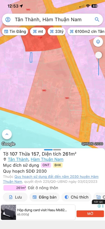 Bán đất Mũi Kê Gà 261m² gần biển 2 tỷ