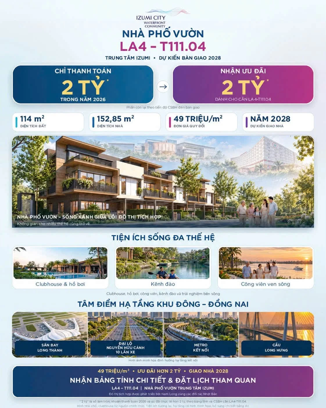 Bán nhà phố vườn Izumi Canaria 152,85m², giá 2 tỷ, Đồng Nai - Ảnh 1