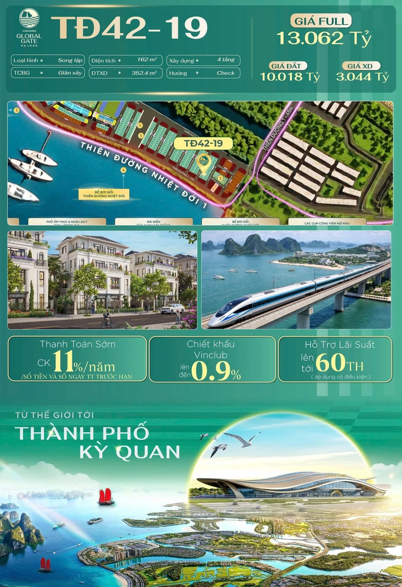 Bán biệt thự song lập 162m² Vinhomes Hạ Long 13 tỷ - Ảnh 1