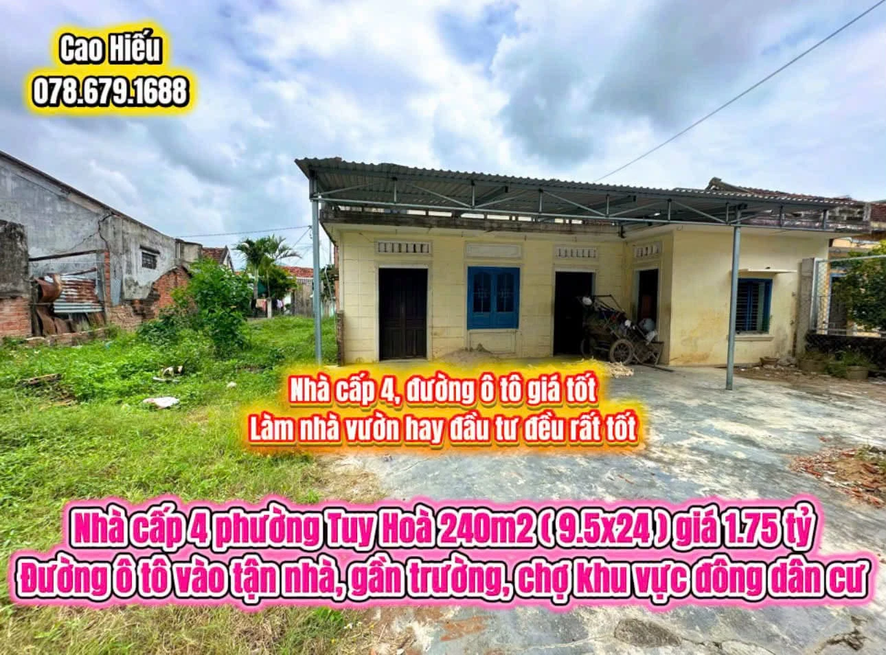 Bán nhà vườn cấp 4 Phường Tuy Hoà 240m2, 1.75 tỷ - Ảnh 1