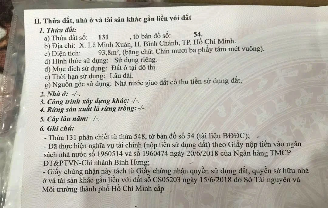 Bán nền đất 93.8m² KDC Đại Phú Lê Minh Xuân Bình Chánh 3.8 tỷ - Ảnh thu nhỏ 3