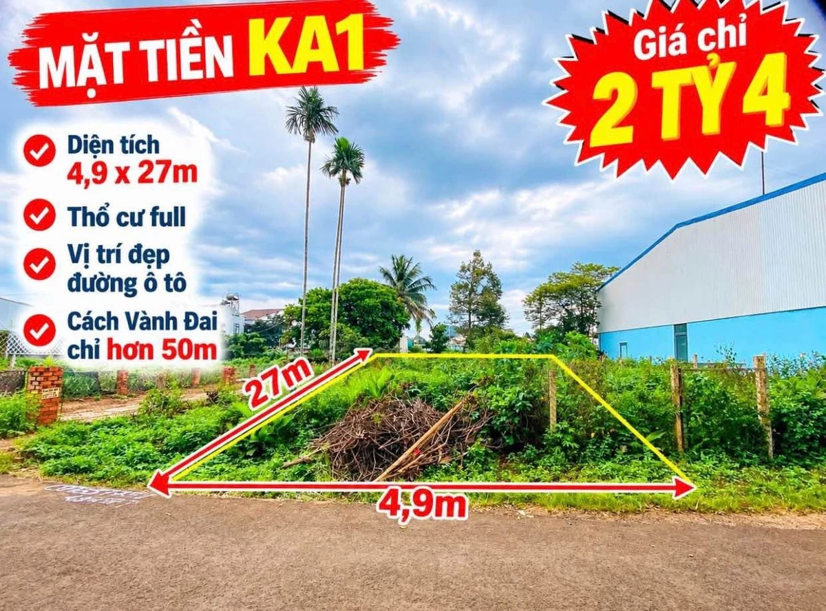 Bán lô đất mặt tiền KA1 EATU, Tân An, 132m² - Ảnh 1
