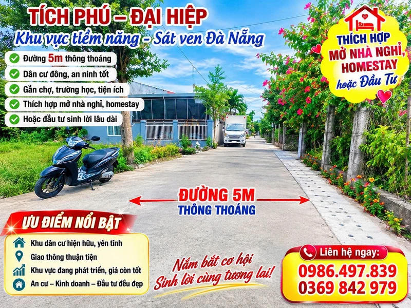 Bán lô đất 225m² Tích Phú, Đại Hiệp, Quảng Nam 1.1 tỷ