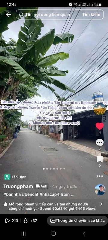 Nhà cấp 4 bán 2 phòng ngủ 124m2 Mỹ Phước Tân Vạn