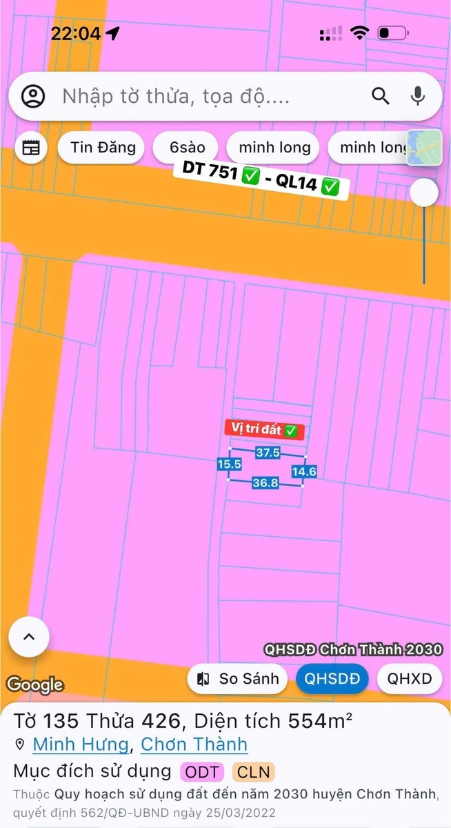 Bán đất Chơn Thành Quốc Lộ 14, 100m², 1 tỷ 80 triệu - Ảnh thu nhỏ 3
