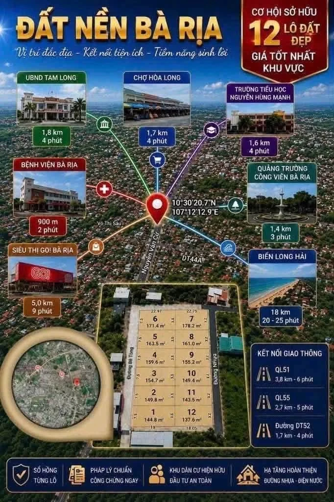 Bán đất 150m² Phường Long Tâm Bà Rịa gần Nguyễn Văn Cừ - Ảnh thu nhỏ 5