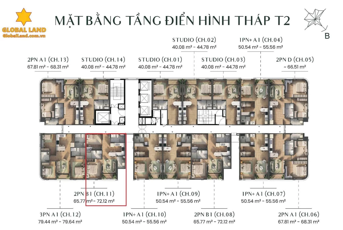 Bán căn hộ 2PN 62m² Green Skyline, view đẹp, hồ bơi - Ảnh thu nhỏ 2
