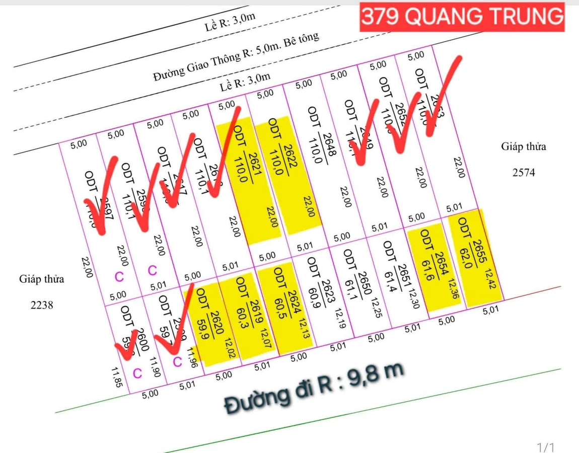Bán nền 5x22m và 5x12m tại hẻm 379 Quang Trung - Ảnh thu nhỏ 3