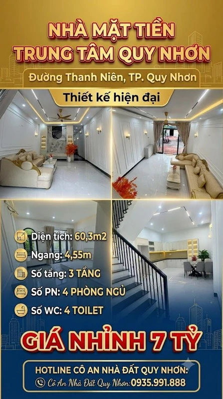 Bán nhà mặt tiền Thanh Niên Quy Nhơn 60m2, 4 tầng