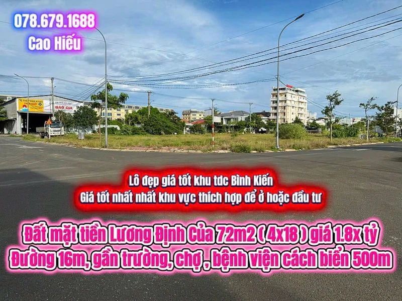 Bán đất mặt tiền Lương Định Của 72m2 giá 1.8 tỷ Phú Yên