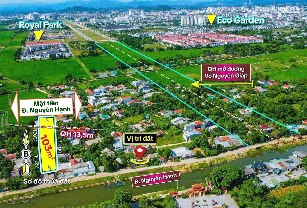 Bán đất mặt tiền 103m² Nguyễn Hạnh, Phường Vỹ Dạ, TP Huế - Ảnh 1