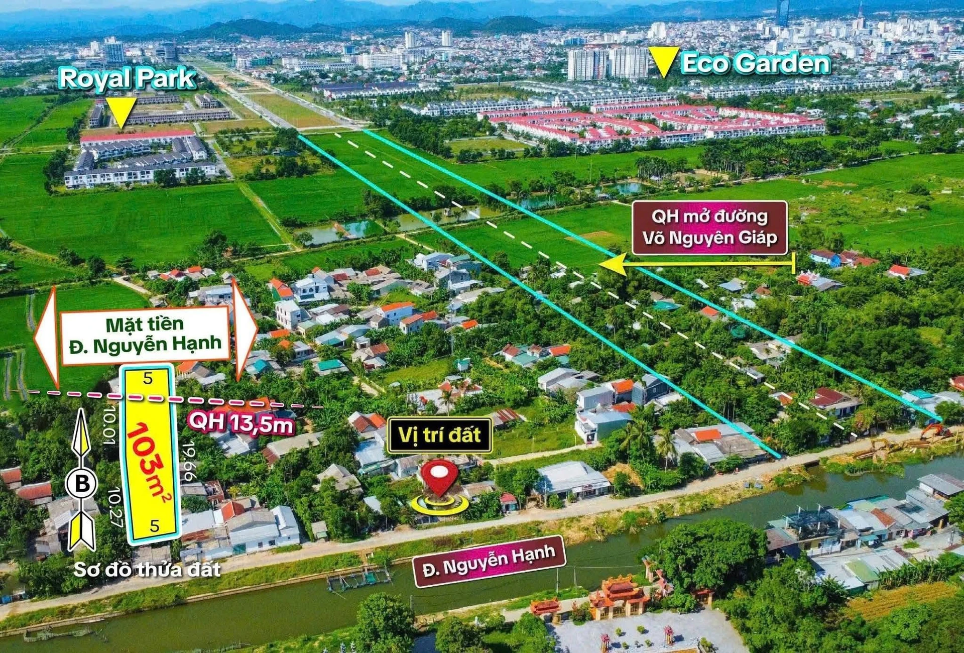 Bán đất mặt tiền 103m² Nguyễn Hạnh, Phường Vỹ Dạ, TP Huế - Ảnh 1