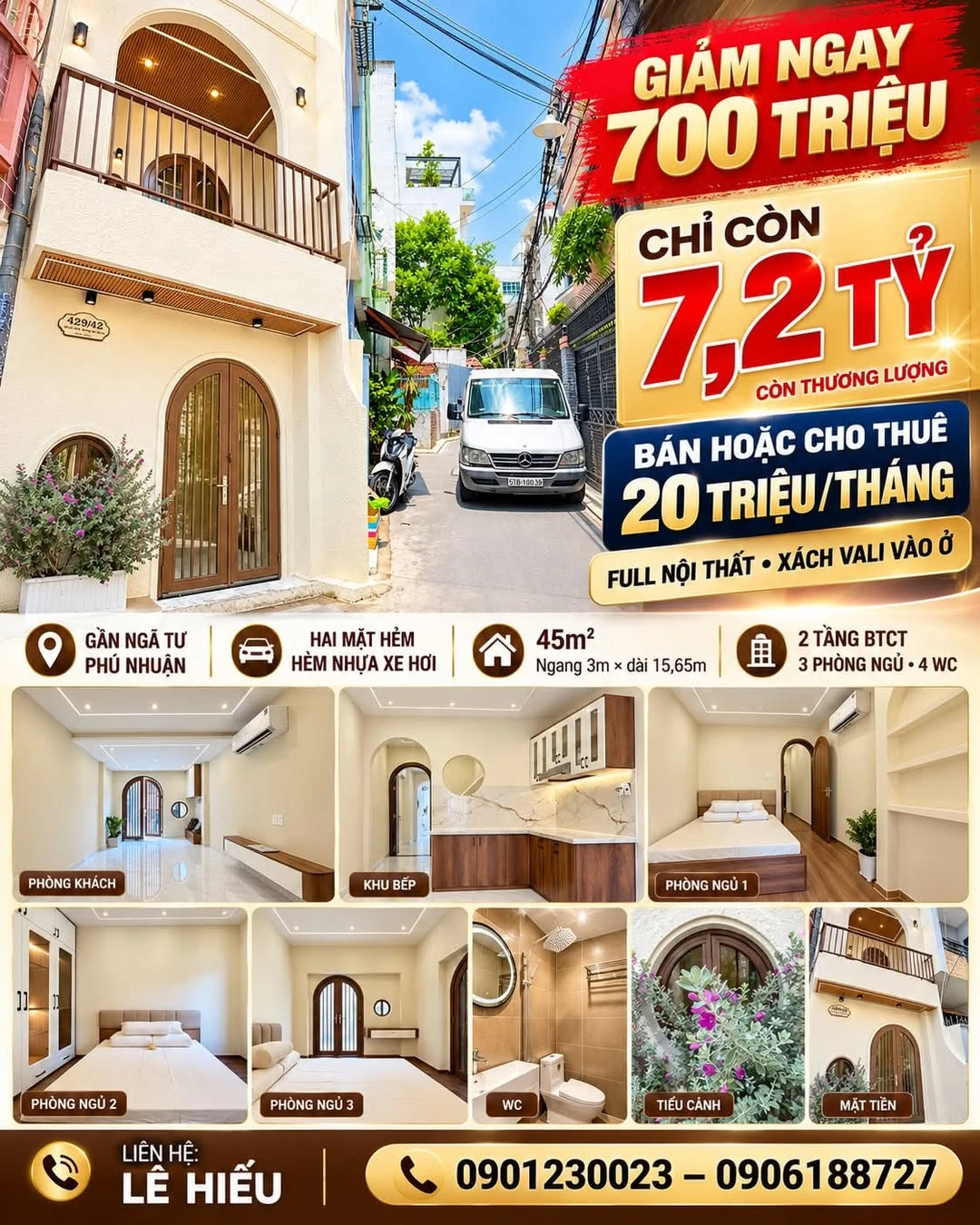 Bán nhà 2 tầng 3PN 45m² Phú Nhuận 7,2 tỷ - Ảnh 1