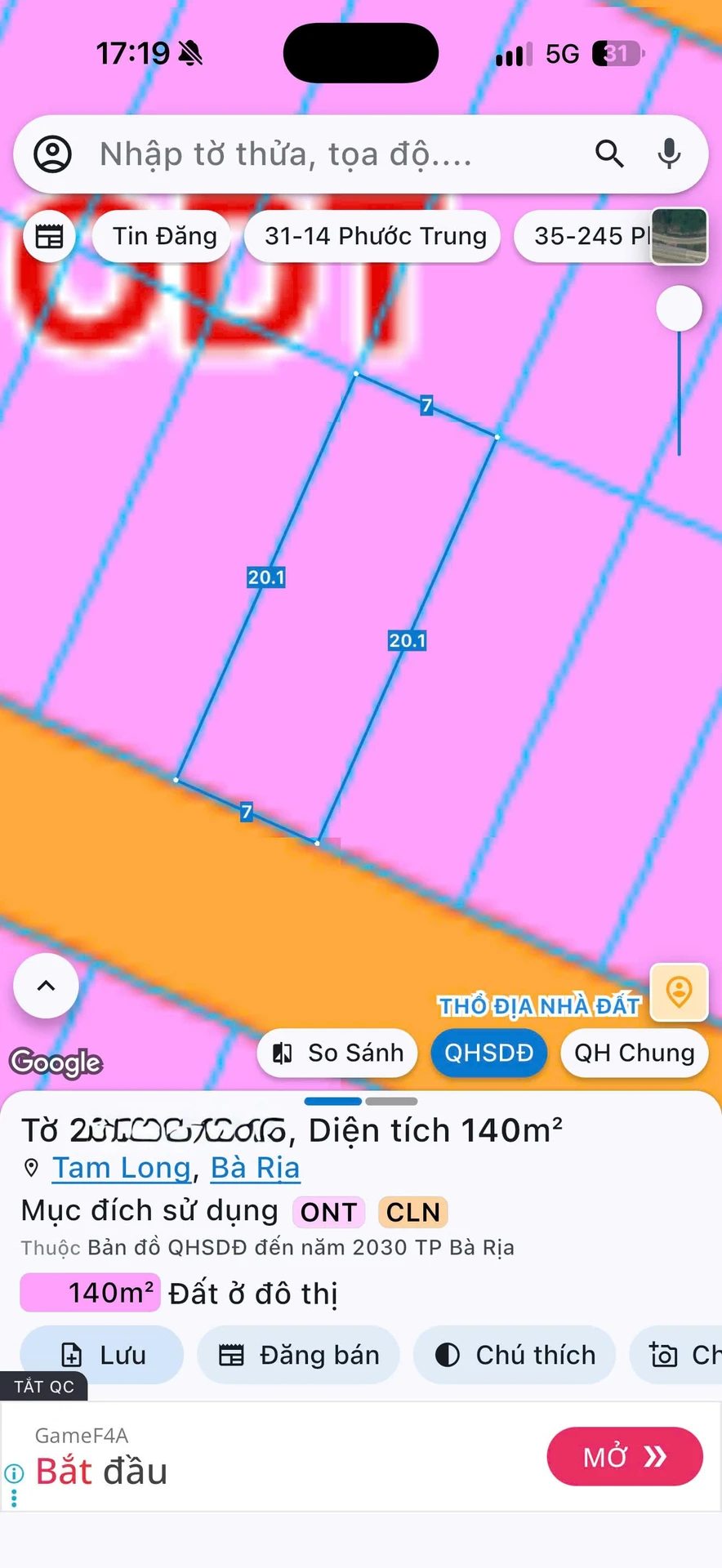Bán đất Hoà Long 140m², mặt tiền đường, sổ riêng 1,68 tỷ - Ảnh 1