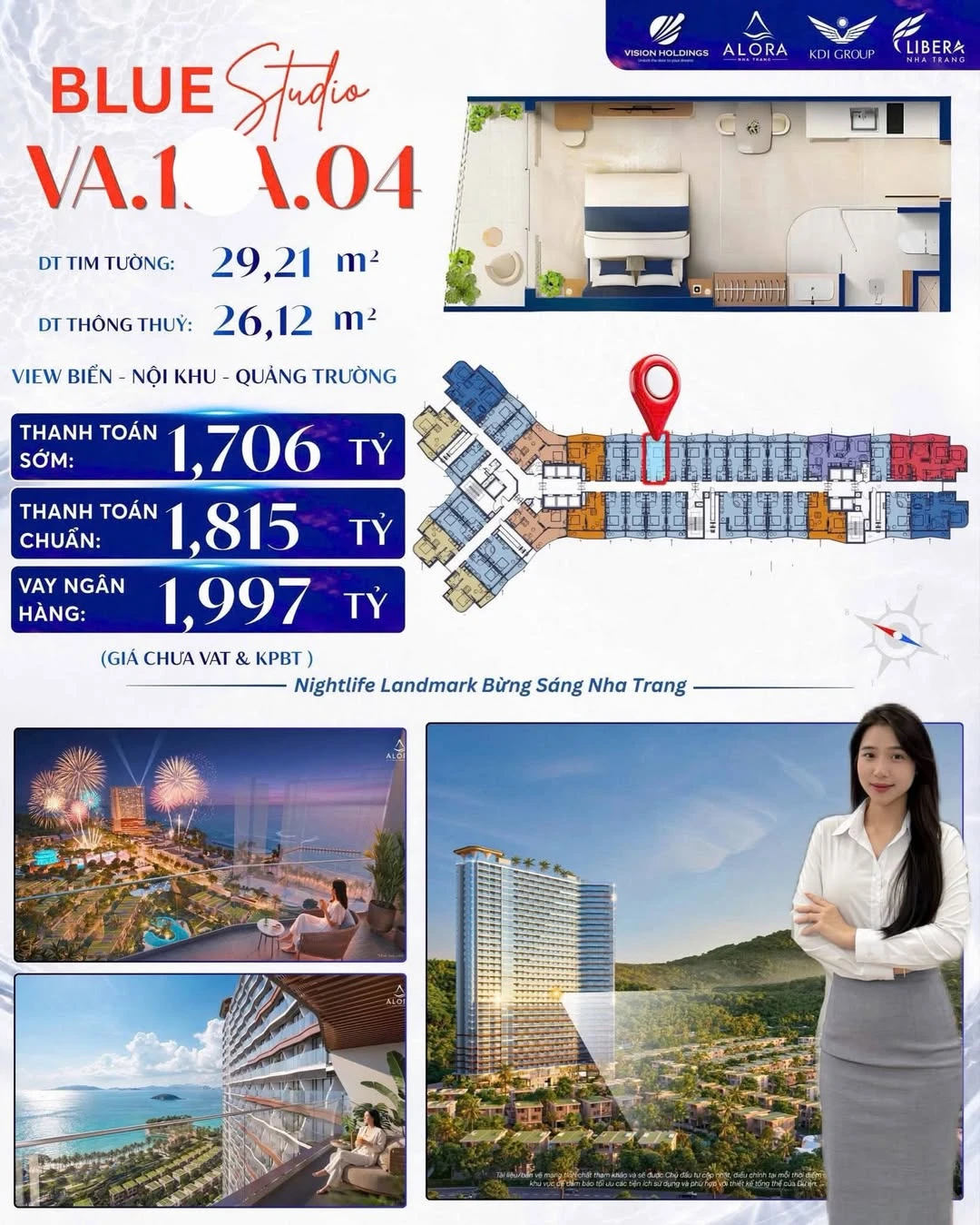 Bán căn hộ Studio 29m² view biển ALORA Nha Trang - Ảnh 1